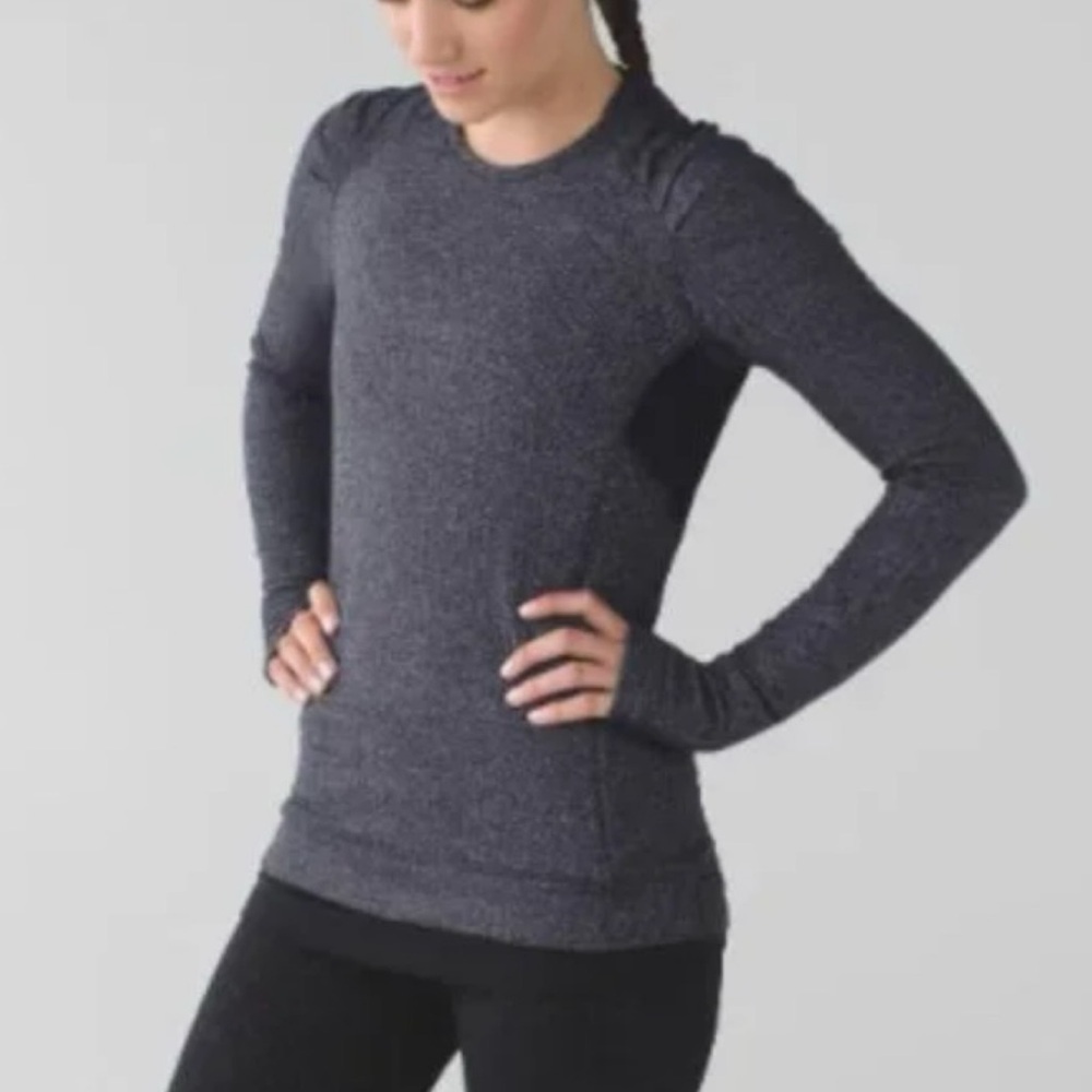Lululemon Think Fast Long Sleeve Heathered Herringbone Rulu Pullover Size 6